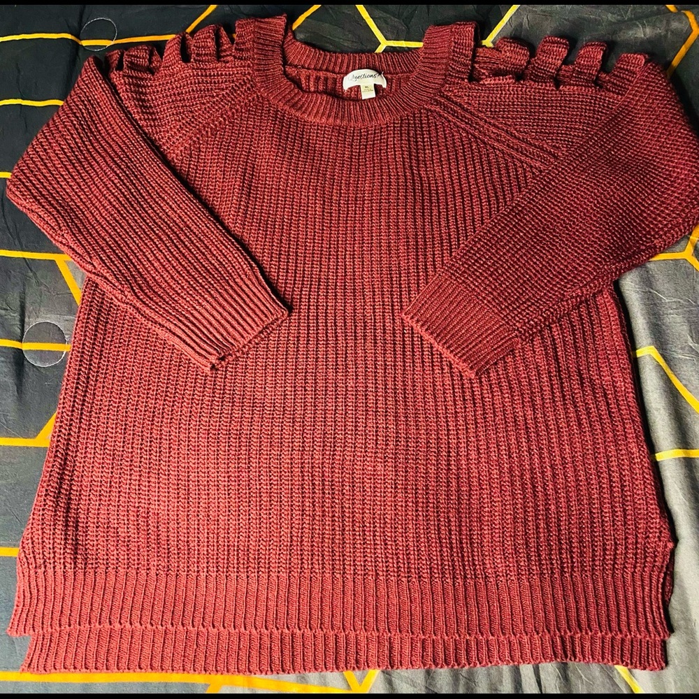 Burgundy Cold Shoulder Sweater Size Xl